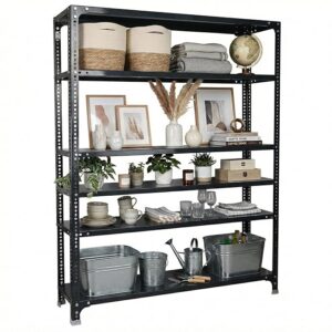 Mil-Nil Prime CRC Sheet 5 Shelf Slotted Angle Rack | Rack for Storage Multipurpose | 24 Gauge Shelves, 16 Gauge Angle Bar | Adjustable Shelves for Home, Office & Shop (60 x 47 x 12 Inch, Grey)