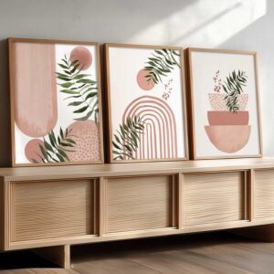 kotart Painting Boho Wall Art Home Decoration Paintings With Frame For Living Room Bed Room Hotel Wall Decor Digital Reprint Set of 3 (13X17 inch)